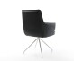 Chaise-pivotante Heira-Flex avec accoudoirs cuir de vache noir pied croisé conique acier inoxydable brossé pivotement sur 180° ressorts ensachés 4